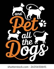 Pet and all the dogs vector design in orange and white