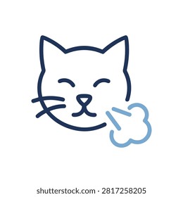 Pet Allergy Icon Containing cat allergy, pet dander, sneezing, and outline illustration. Outline illustration