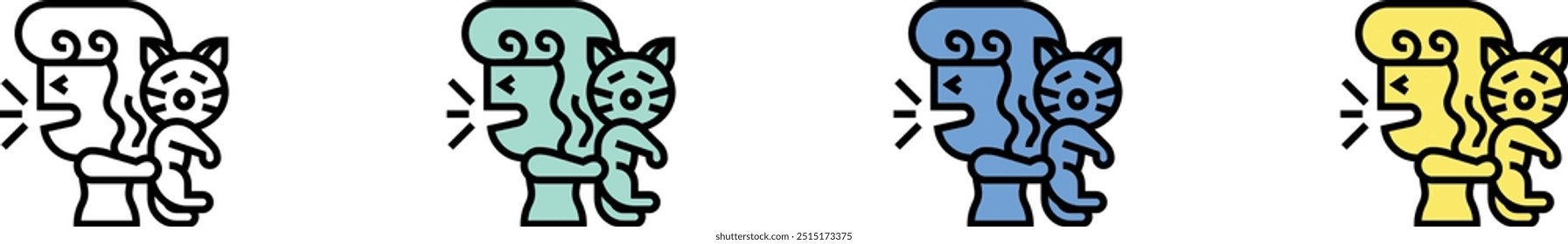 pet allergy icon. Outline, Green, Blue and Yellow Style Design Isolated On White Background