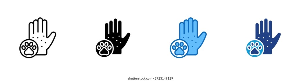 Vetor de design de ícone de estilo múltiplo - Mão com símbolo de pata representando reações alérgicas causadas por animais de estimação ou exposição animal