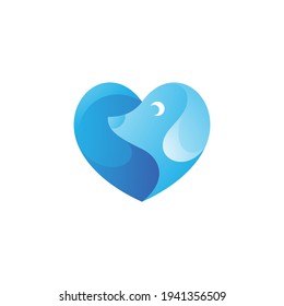 Pet Animal Dog and Heart Shape Logo