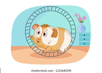 Pet animal guinea pig on farm nature background in vector