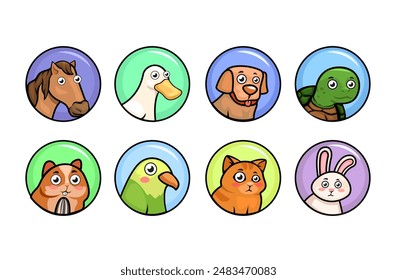 Pet Animal Icon Collection Set Cartoon Illustration Vector