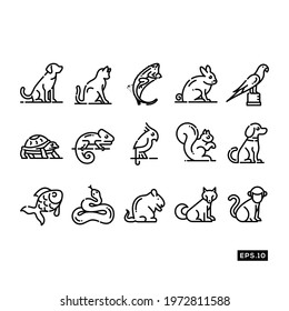 Pet Animal Icon Set. Pet Animal Icon or Logo Symbol vector Illustration