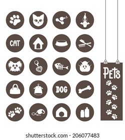Pet animal icons to their needs