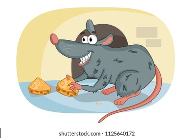 Pet animal Mouse on farm nature background in vector
