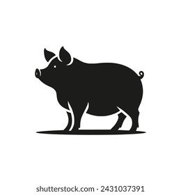 Haustier Schwein Silhouette Vektor Illustration Vorlage Design