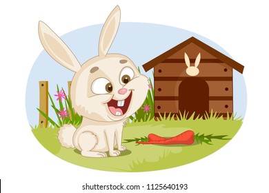 Pet animal Rabbit on farm nature background in vector