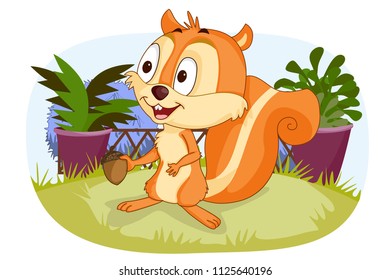 Pet animal Squirrel on nature garden background in vector
