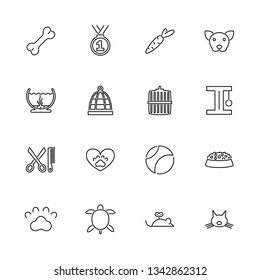 Pet, Animal Welfare outline icons set - Black symbol on white background. Pet, Animal Welfare Simple Illustration Symbol - lined simplicity Sign. Flat Vector thin line Icon - editable stroke