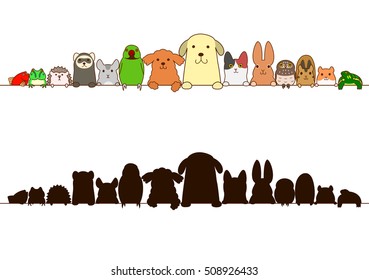 Pet Animals Border With Silhouette