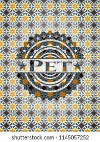 Pet arabic badge background. Arabesque decoration.
