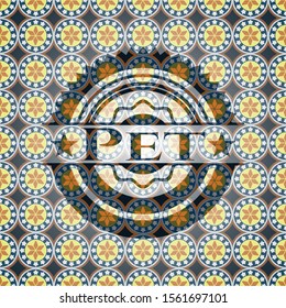 Pet arabic style badge. Arabesque decoration.