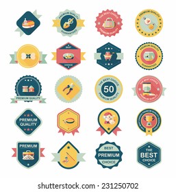 Pet badge flat banner design background set, eps10