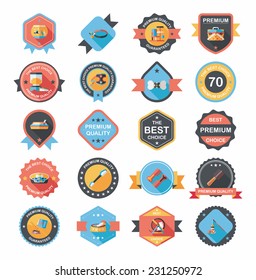 Pet badge flat banner design background set, eps10