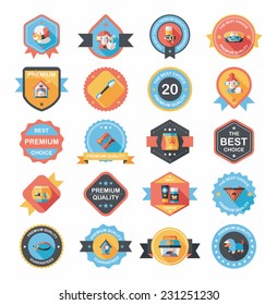 Pet badge flat banner design background set, eps10