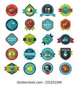 Pet badge flat banner design background set, eps10
