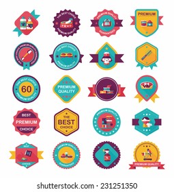 Pet badge flat banner design background set, eps10