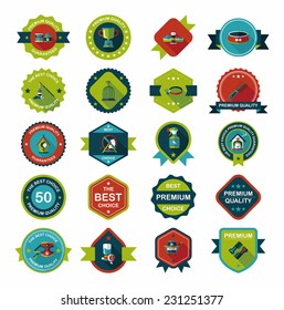 Pet badge flat banner design background set, eps10