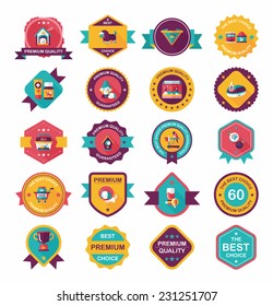 Pet badge flat banner design background set, eps10