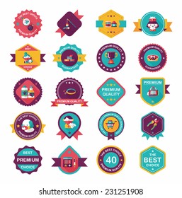 Pet badge flat banner design background set, eps10