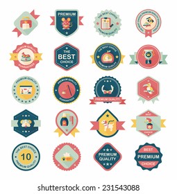Pet badge flat banner design background set, eps10