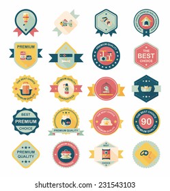 Pet badge flat banner design background set, eps10