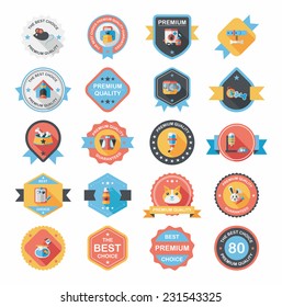 Pet badge flat banner design background set, eps10