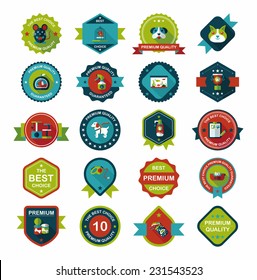 Pet badge flat banner design background set, eps10