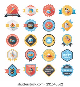 Pet badge flat banner design background set, eps10