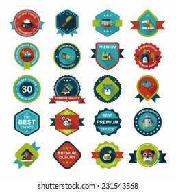 Pet badge flat banner design background set, eps10