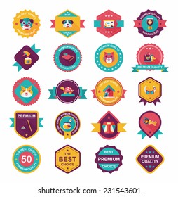 Pet badge flat banner design background set, eps10