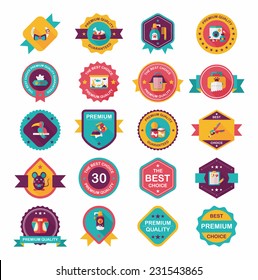 Pet badge flat banner design background set, eps10