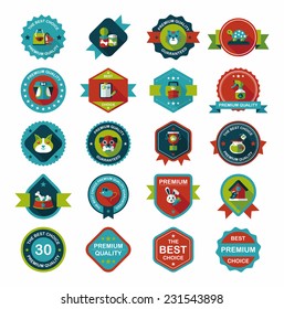 Pet badge flat banner design background set, eps10