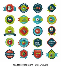 Pet badge flat banner design background set, eps10