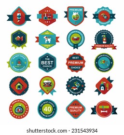 Pet badge flat banner design background set, eps10