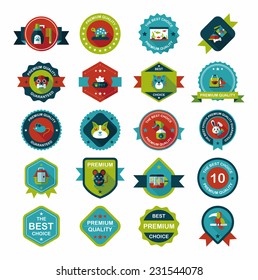 Pet badge flat banner design background set, eps10