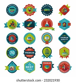 Pet badge flat banner design background set, eps10