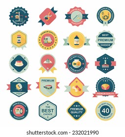 Pet badge flat banner design background set, eps10