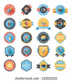 Pet badge flat banner design background set, eps10