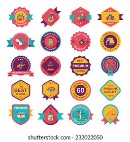 Pet badge flat banner design background set, eps10