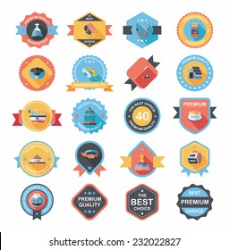 Pet badge flat banner design background set, eps10