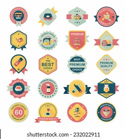 Pet badge flat banner design background set, eps10