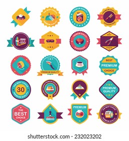 Pet badge flat banner design background set, eps10