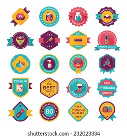 Pet badge flat banner design background set, eps10