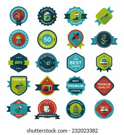 Pet badge flat banner design background set, eps10