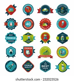Pet badge flat banner design background set, eps10
