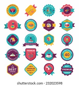 Pet badge flat banner design background set, eps10