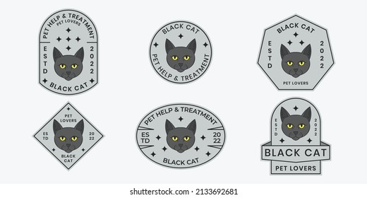 Pet badge line logo design set for pet shop, set of pet logo vector illustration design isolated
