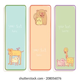 Pet Banners and Bookmarks, vector illustration.